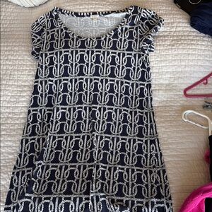Navy and White Patterned Dress
